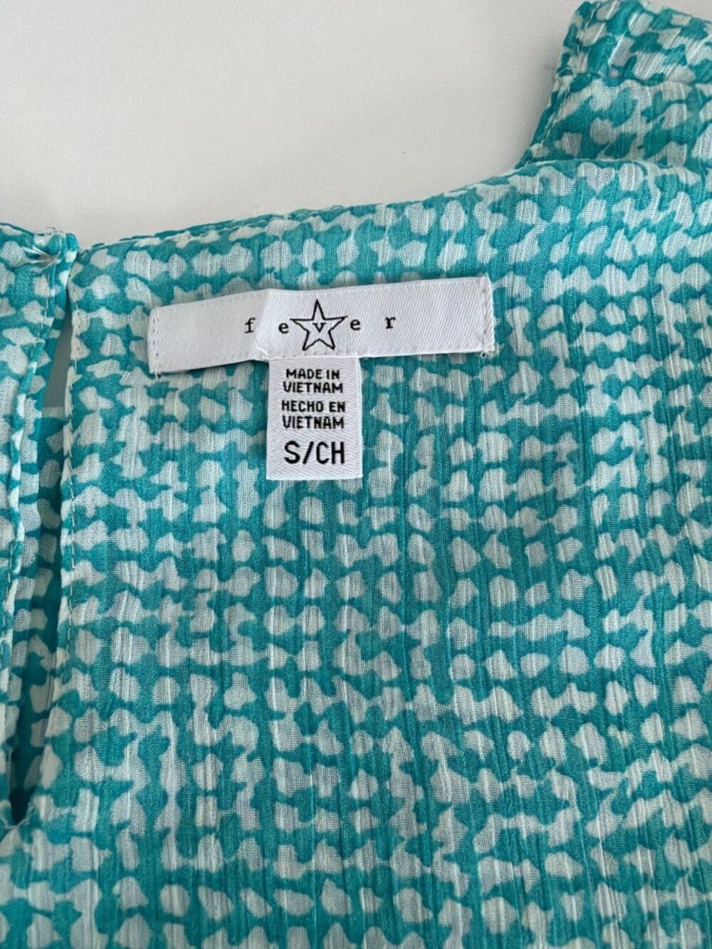 Fever Aqua Speckle Grid Sleeveless Double Layer Blouse, Small - Picture 9 of 11